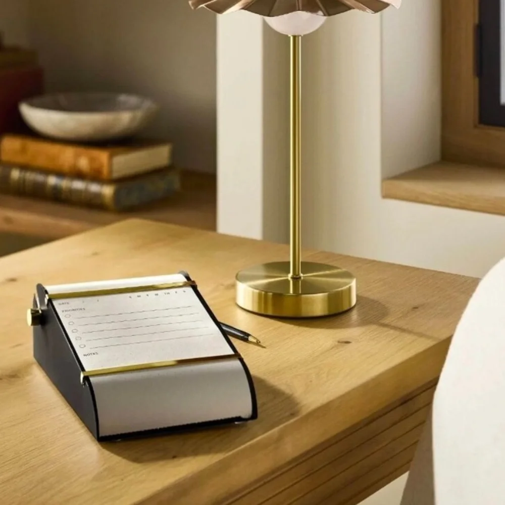 Hearth & Hand Black Metal & Brass Accented Desktop Paper Note Dispenser & Refill